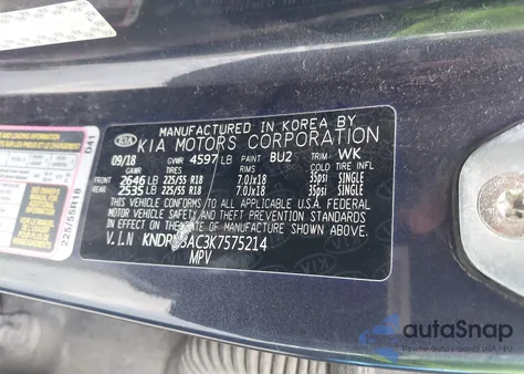 2019 Kia Sportage Ex z USA, uszkodzony, nr VIN KNDPN3AC3K7575214